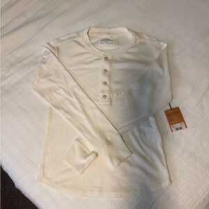 REI Women’s Hemp & Organic Cotton white long Sleeve Henley Top Size L
